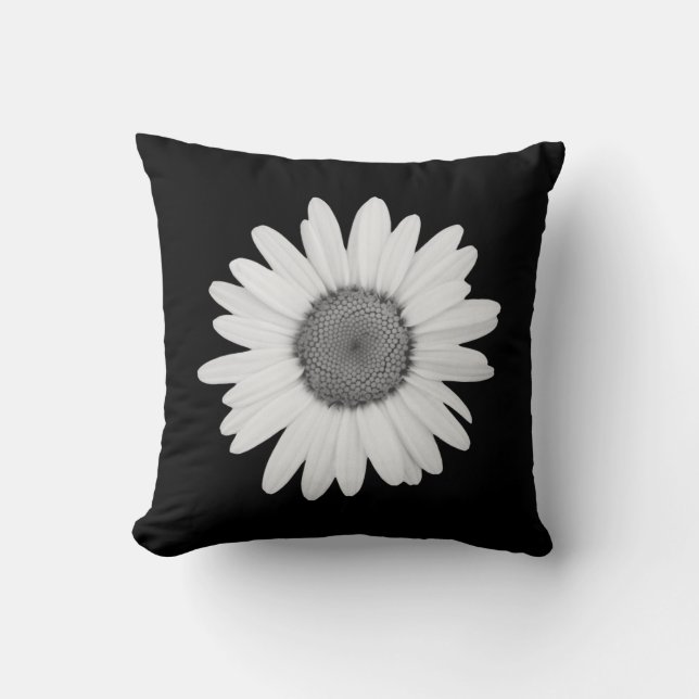 Daisy Photo Picture Throw Pillow Black (Front)