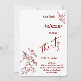 Daisy Photo Thirtieth Birthday Party Invitation