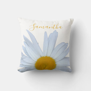 Daisy Photo White Yellow Script  Cushion