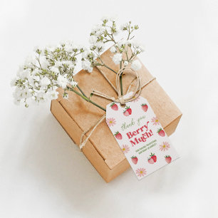 Daisy Pink and Red Thank you Berry Much Birthday Gift Tags