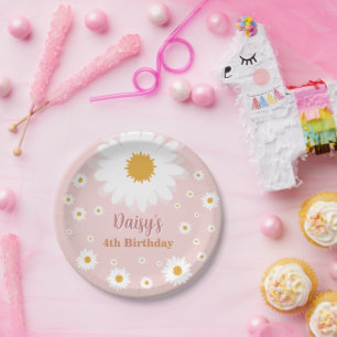 Daisy Pink Any Age Birthday Paper Plate