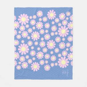 Daisy Pink Blue Fleece Blanket
