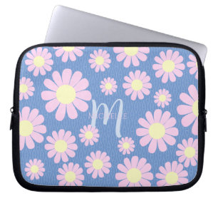 Daisy Pink Blue Laptop Sleeve