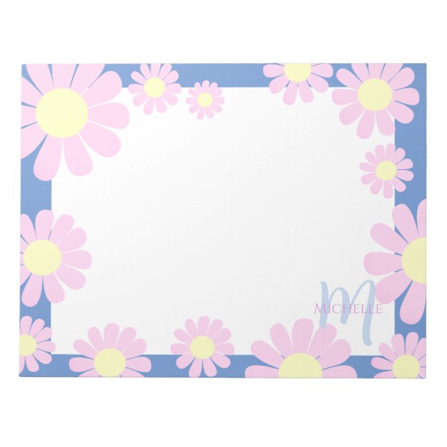 Daisy Pink Blue Notepad (Front)