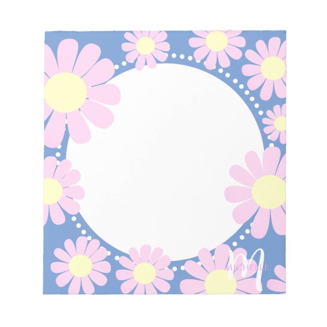 Daisy Pink Blue Notepad (Front)