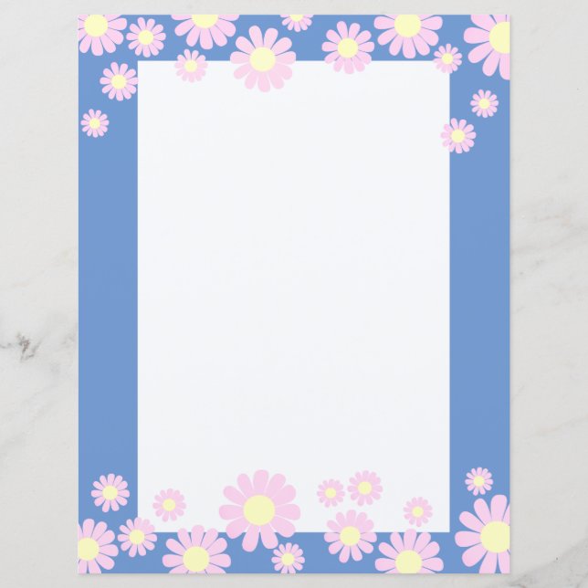 Daisy Pink Blue Staionery Paper (Front)