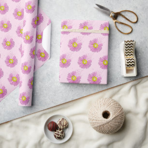 Daisy Pink Breast Cancer Survivor Ribbons Wrapping Paper