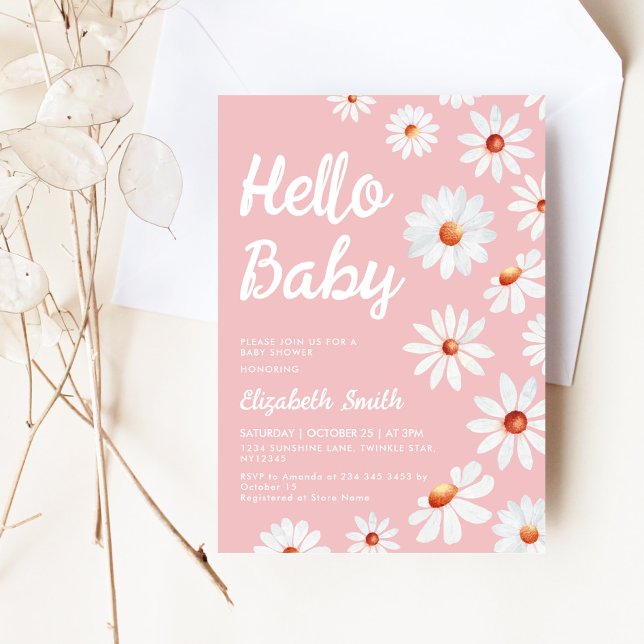 Daisy Pink Girl Baby Shower Invitation (Creator Uploaded)