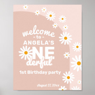 Daisy pink miss onederful welcome 1st Birthday Poster