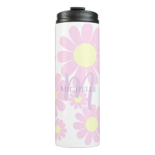 Daisy Pink Monogram Thermal Tumbler