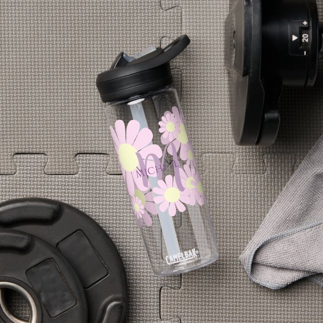 Daisy Pink Monogram Water Bottle (Gym)