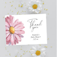 Daisy pink Wildflower elegant Thank You Card