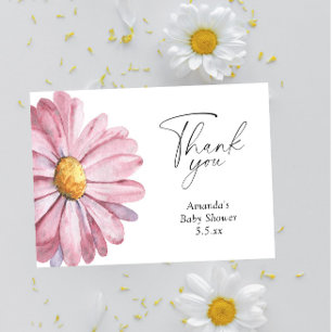 Daisy pink Wildflower elegant  Thank You Card
