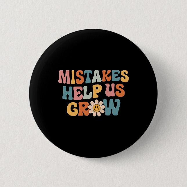 Daisy Positive Growth Mindset Retro Teacher Back T 6 Cm Round Badge (Front)