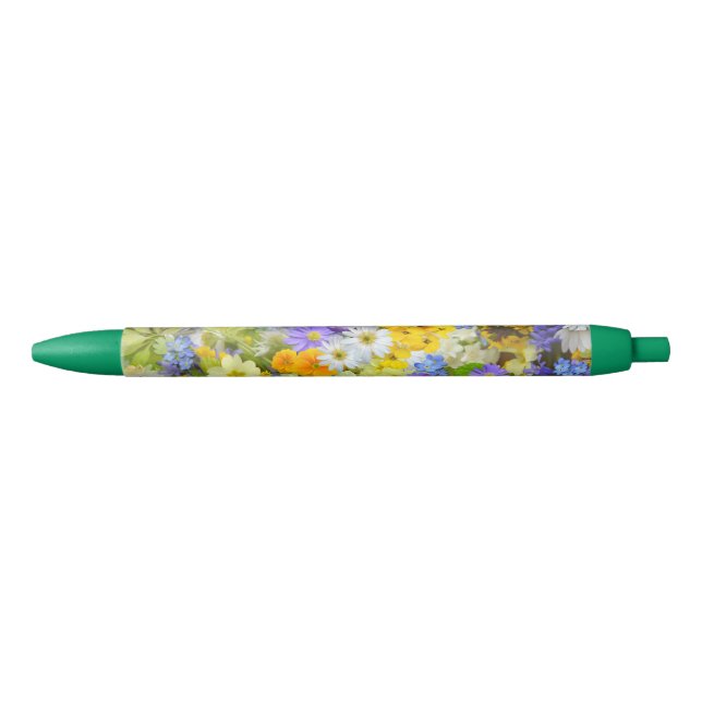 Daisy ,Primrose, Daffodil Flowers Black Ink Pen (Front)