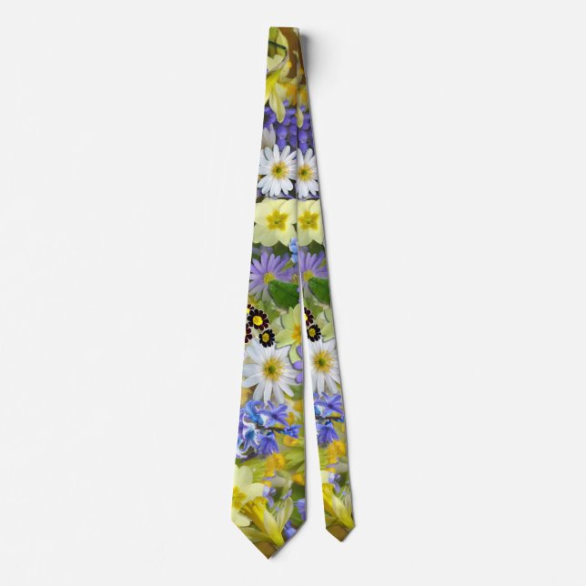Daisy ,Primrose, Daffodil Flowers Tie (Front)