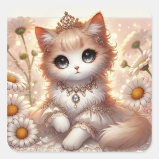 Daisy Princess Cat Square Sticker