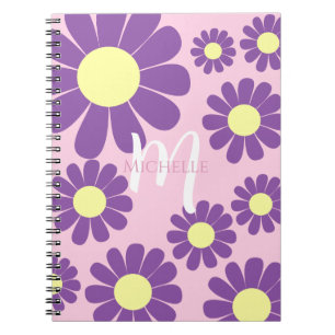 Daisy Purple Pink Monogram Notebook