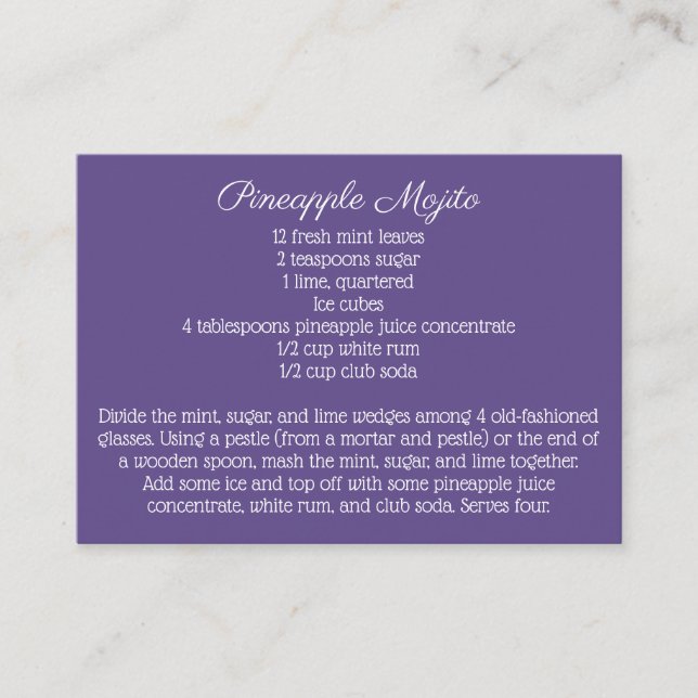 Daisy Purple Wedding Signature Drink Recipe Enclosure Card (Front)