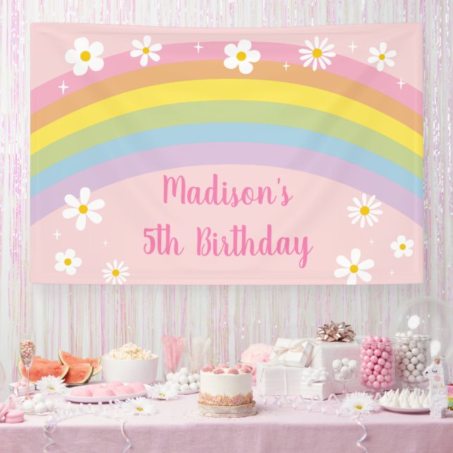 Daisy Rainbow Retro Birthday Banner (Party)