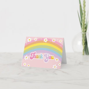 Daisy Rainbow Retro Birthday Thank You Card