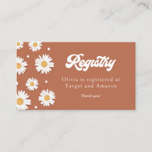 Daisy Retro Baby Shower Registry Enclosure Card