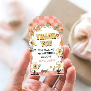 Daisy & Retro Van Pink Groovy One 1st Birthday Gift Tags