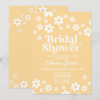 Daisy Retro yellow Floral Bridal Shower Invitation