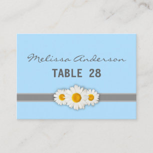 Daisy Ribbon - Blue Grey & White Escort Card