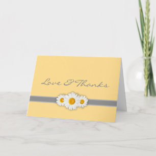 Daisy Ribbon - Yellow Grey & White Thank You Card