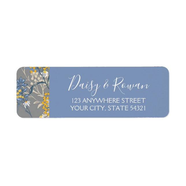 Daisy Rowan Berries Navy & Yellow Return Address Label (Front)