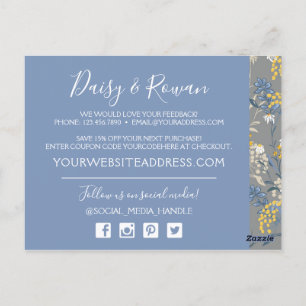 Daisy Rowan Navy & Yellow Botanical Thank You Postcard