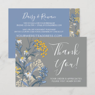 Daisy Rowan Navy & Yellow Floral Thank You Card