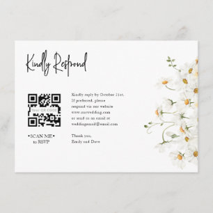 Daisy RSVP Wedding QR CODE Details on back Enclosure Card