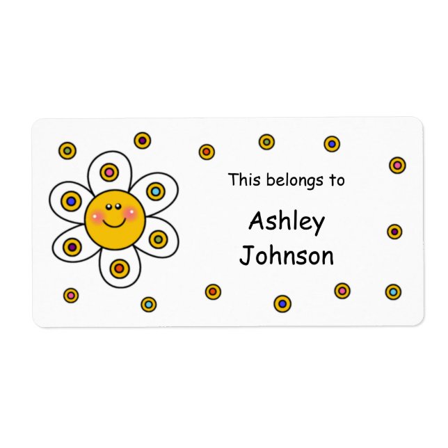 Daisy School Supplies Labels (Front)