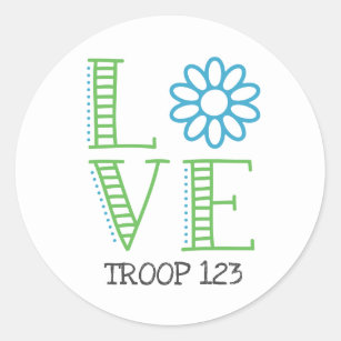 Daisy Scout Love Troop Number Classic Round Sticker