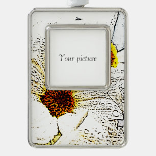 Daisy Silver Plated Framed Ornament