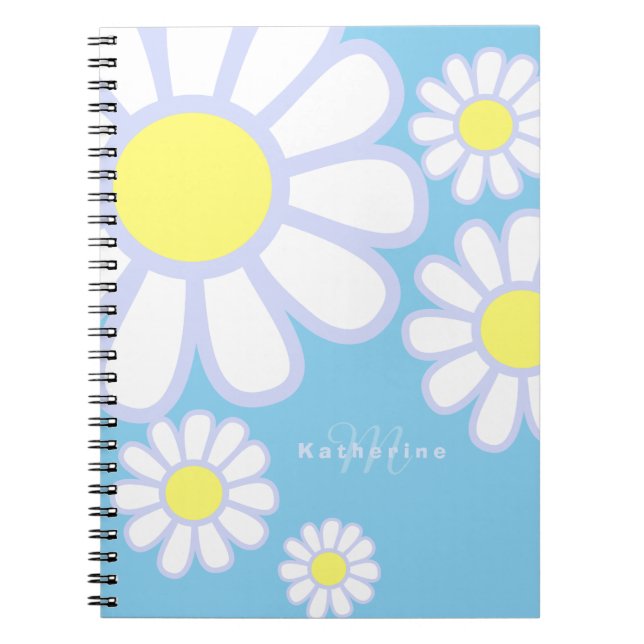 Daisy Simple Monogram Baby Blue Notebook (Front)