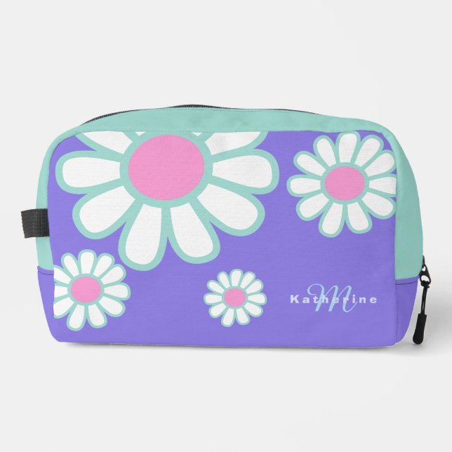 Daisy Simple Monogram Purple Dopp Kit (Front)