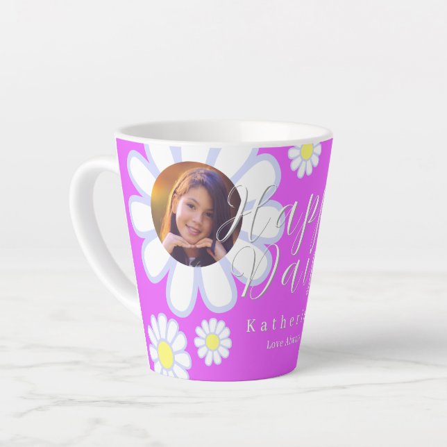 Daisy Simple Photo Violet Latte Mug (Left Angle)