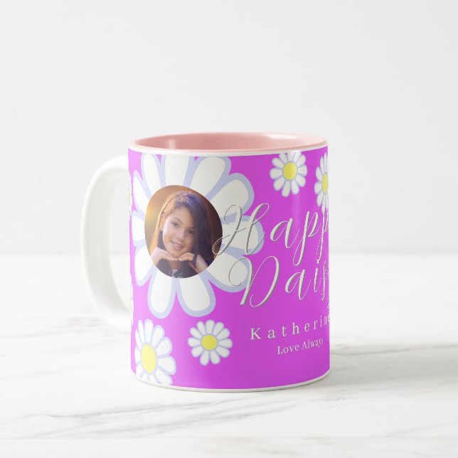 Daisy Simple Photo Violet Two-Tone Coffee Mug (Front Left)
