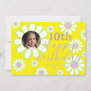 Daisy Simple Photo Yellow Holiday Card
