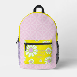 Daisy Simple Yellow Purple Pink Printed Backpack