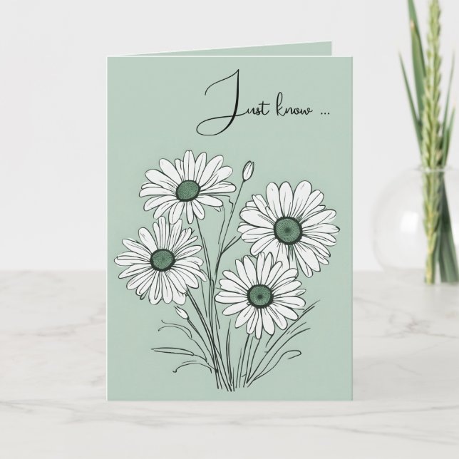 Daisy Sketch On Green Thinking of You Card (Front)