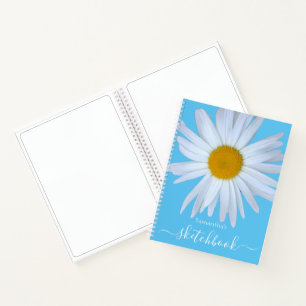 Daisy Sketchbook Blue White Script Notebook