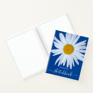 Daisy Sketchbook Blue White Script Notebook