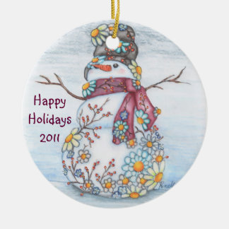 Daisy Snowman Ceramic Tree Decoration