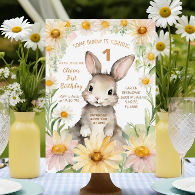 Daisy Some Bunny is Turning One Birthday Invitation (Creator Uploaded)