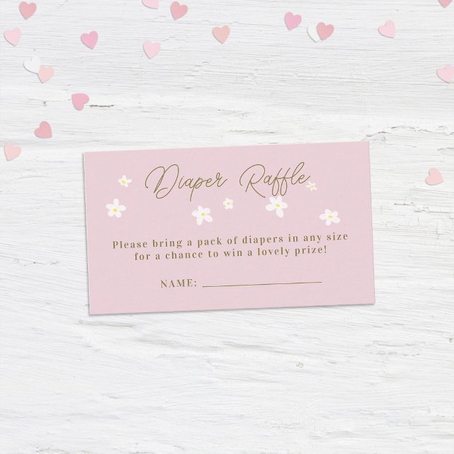 Daisy Spring Pink Boho Girl Shower Diaper Raffle Enclosure Card (Creator Uploaded)