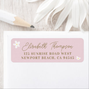 Daisy Spring Pink Boho Return Address Label
